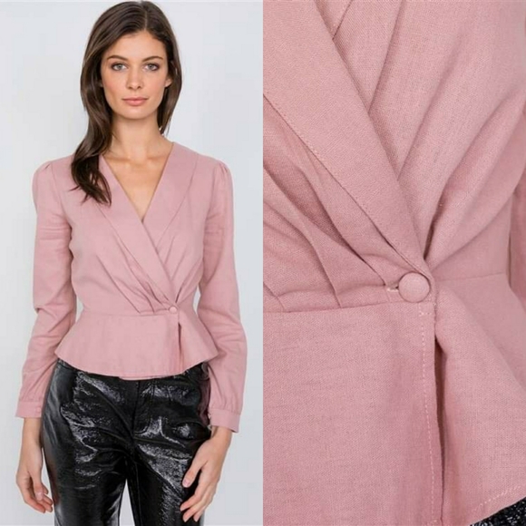 Willa Pink Peplum Button Top - Picture 6 of 6